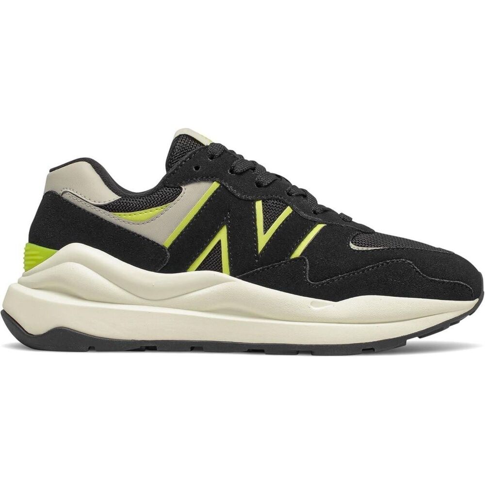 New Balance Women Black Cream & Neon Yellow Low-Top Sneakers